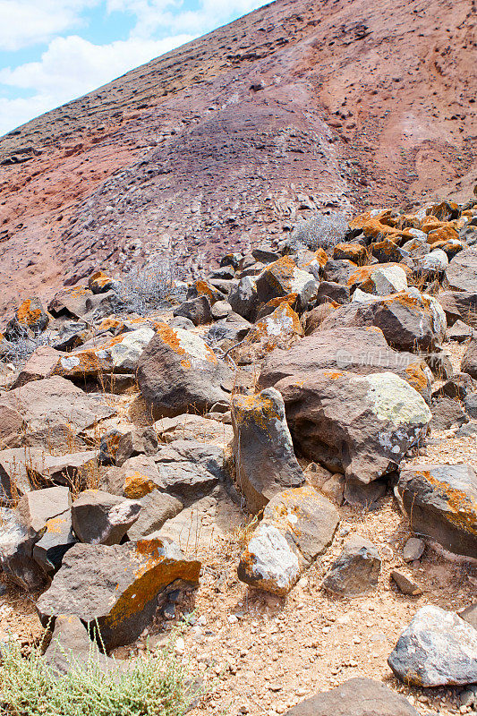 Fuerteventura火山岩层- Montaña Roja